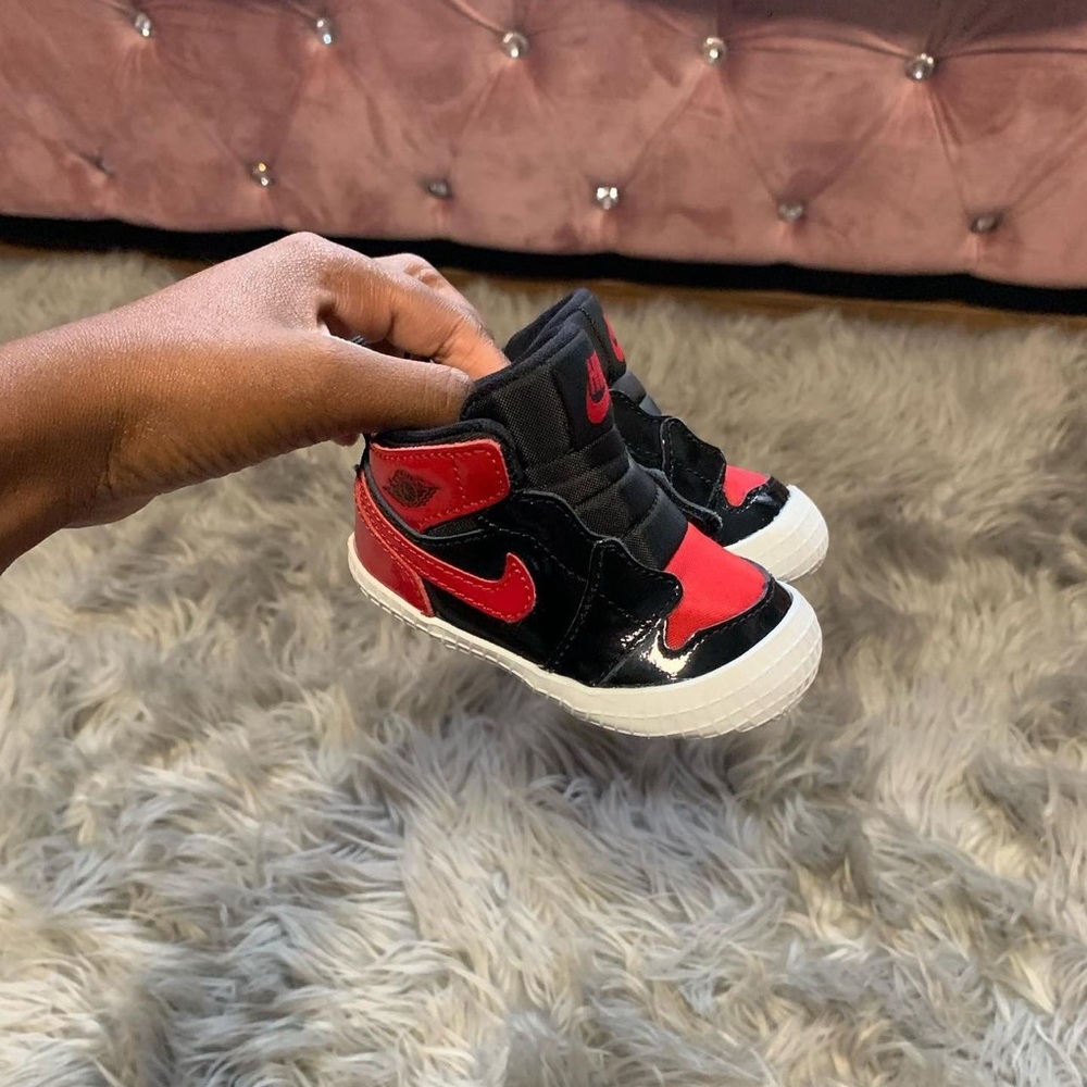 Toddler Crib Patent Leather Bred Nike Retro 1
